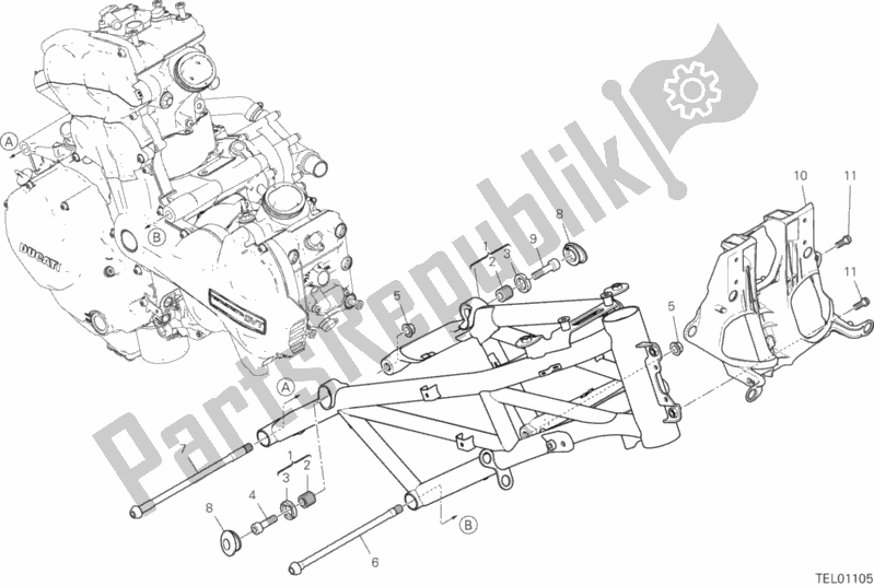 All parts for the Frame of the Ducati Multistrada 1260 ABS 2018
